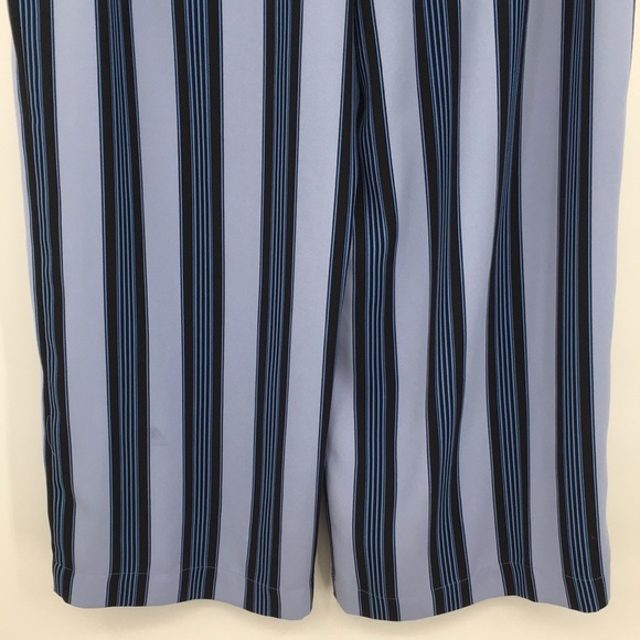 LOFT Ann Taylor Blue Black Striped Wide Leg‎ Pants Womens 12 Flat Front - Picture 7 of 14